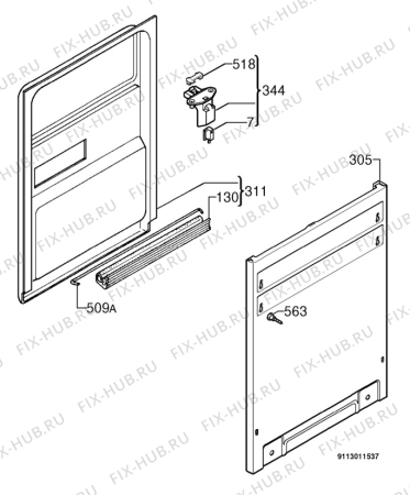 Взрыв-схема посудомоечной машины Rex Electrolux T045 - Схема узла Door 003